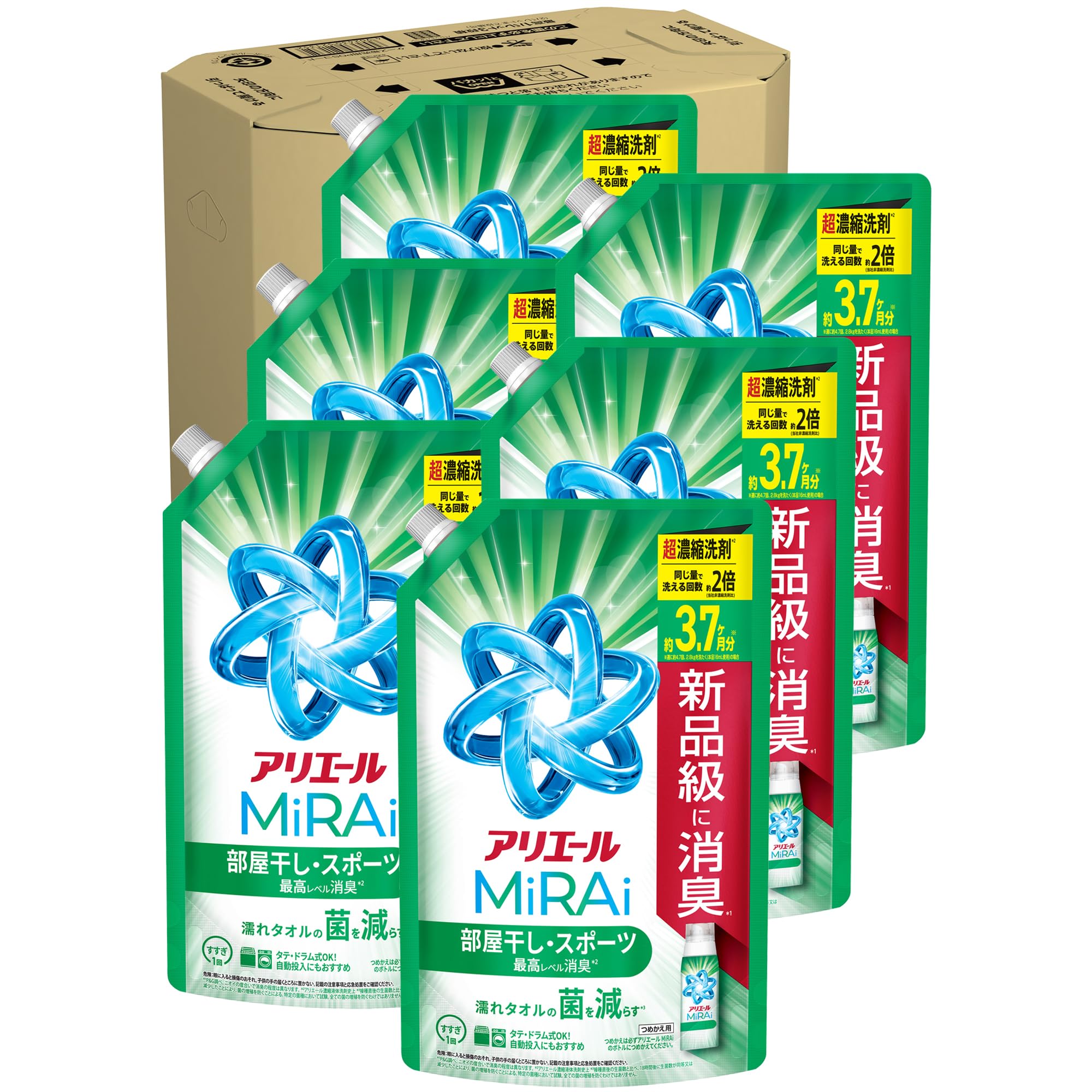 

Ariel MiRAi Laundry для сушки в помещении и спорта 1170 г x 6 пакетов Сверхконцентрированный стиральный порошок, Компактный, Использовать, Наполнитель, [Большой объем] [Товар в упаковке]