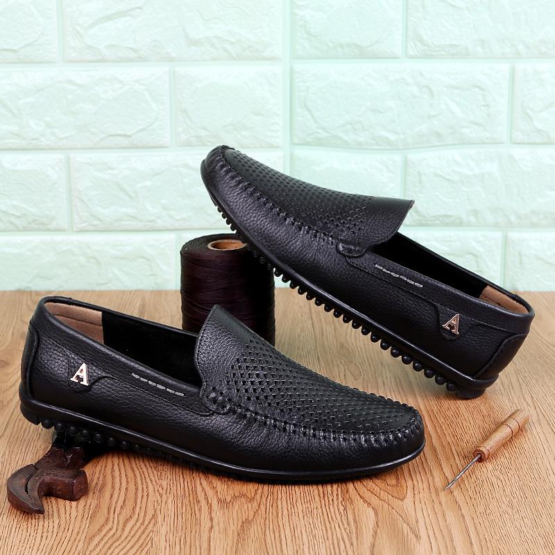 High Quality New Men's Genuine Leather Shoes Spring Autumn Low Top Shoes Men's Loafers Business Casual Shoes Free Delivery