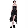 Temperament black floral suspender dress children's summer new seaside vacation style long dress summer wear
