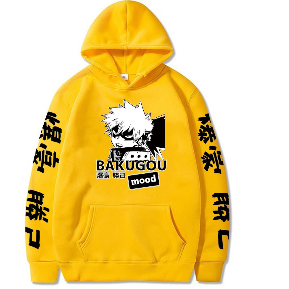 

Японское аниме Моя геройская академия Бакуго Кацуки Графический принт Толстовка с капюшоном Мужская Женская Манга Худи Большого размера Свитшот Харадзюку Пуловер 4XL жёлтый