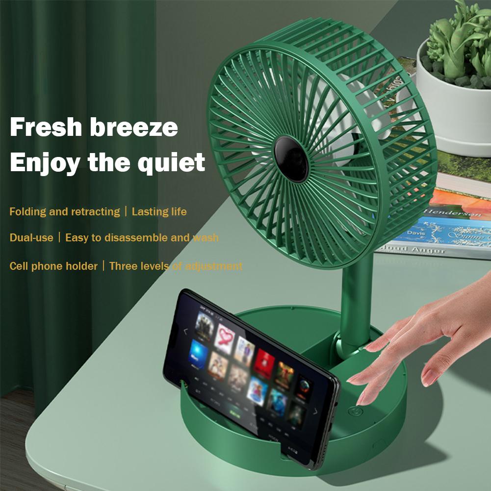 Stand Desk Fan, 6 Inch Folding Portable Telescopic Floor/USB with Rechargeable Battery,3 Speeds Super Quiet Adjustable Height
