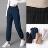 Women's High Waist Wide Leg Down Cotton Pants Thickened Warm Casual Straight Trousers Plus Size Outside Wear Pants for Middle-aged and Elderly