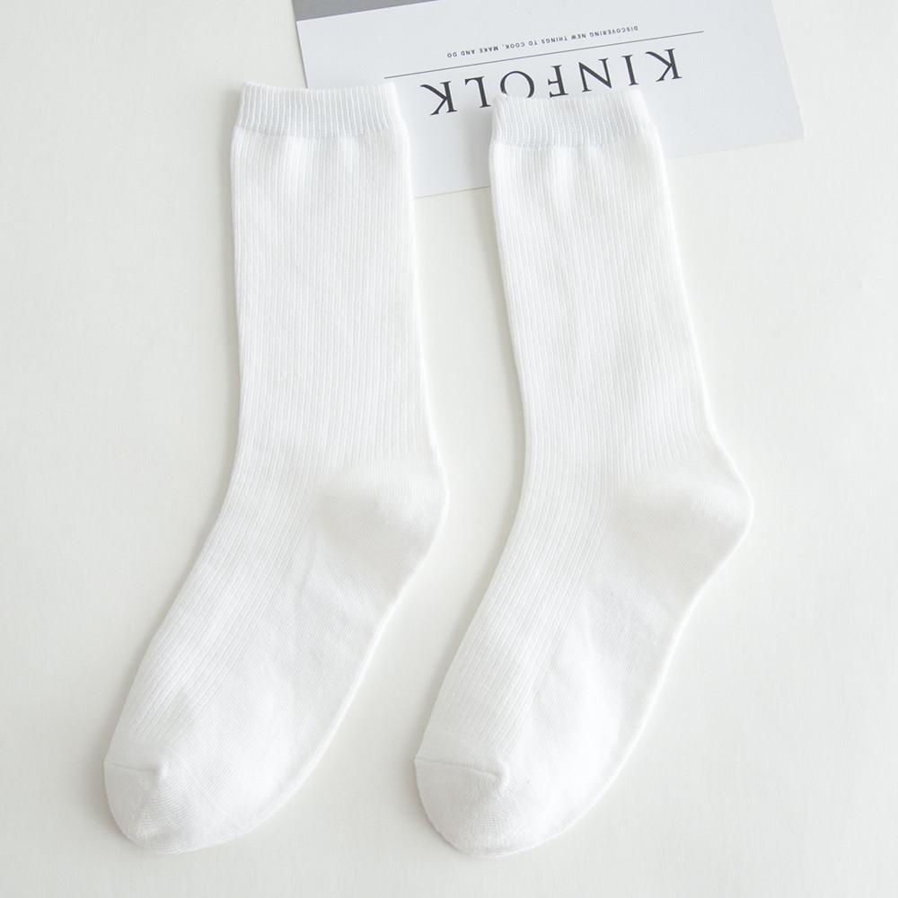 Chaussettes à Tube moyen de couleur unie pour femmes, antidérapantes, absorbant la sueur, bas légers résistants à l'usure