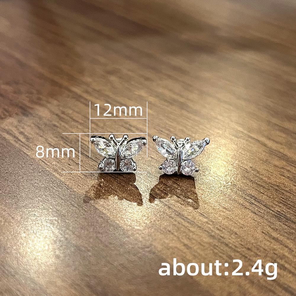 Huitan Cute Butterfly Stud Earrings for Women Gold Color/Silver Color Fashion Girls Ear Piercing Accessories Fancy Gift Jewelry