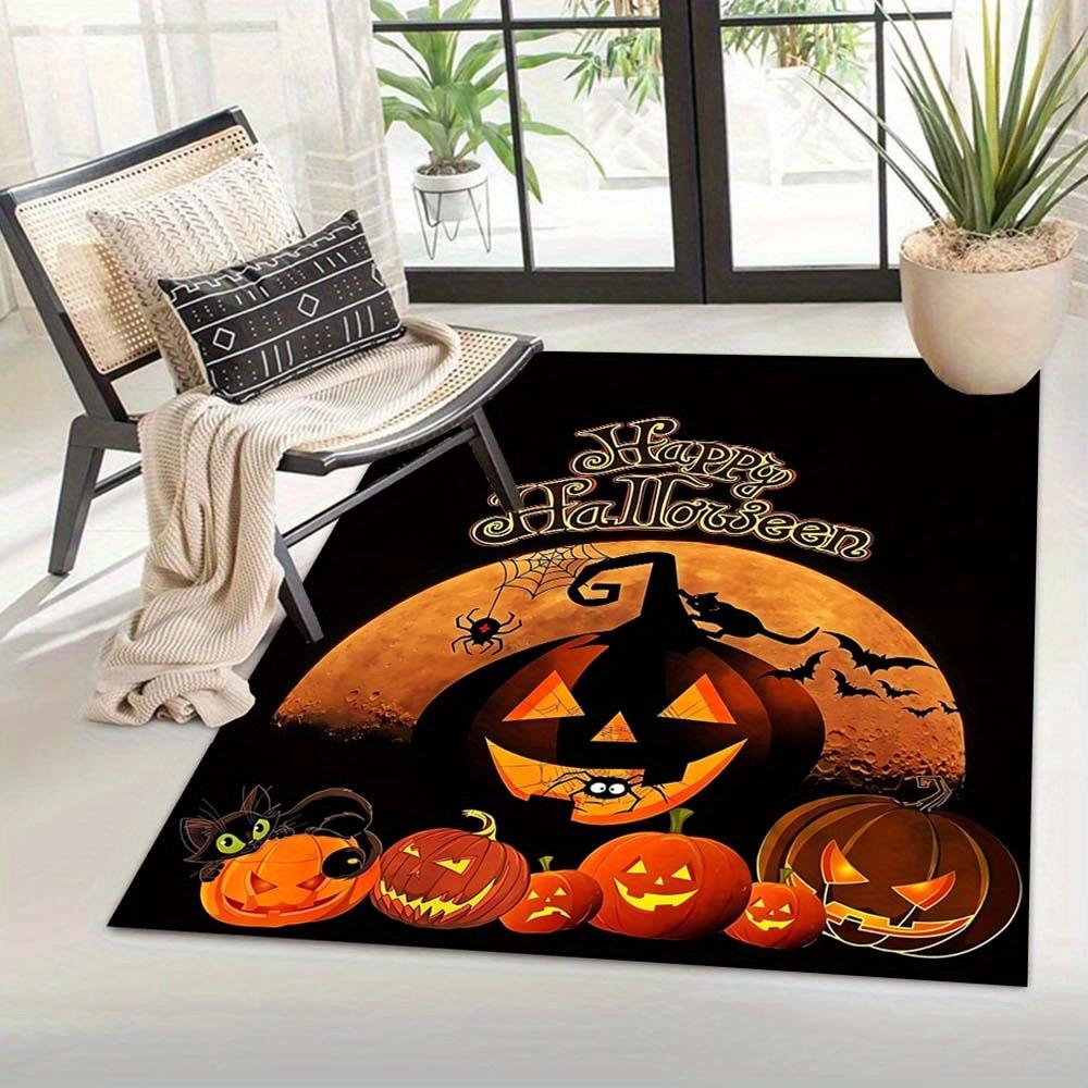 1pc Scary Pumpkin Area Rug, Slip-Resistant, Easy-Clean, Stain-Resistant, Perfect for Cozy Living Rooms, Bedrooms, Kitchens, Offices, and Hol