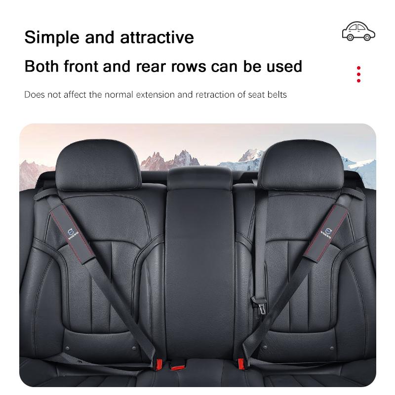 2pcs Car Shoulder Protector Pad Leather Safety Belt Cover For Volvo Xc60 Xc90 V40 V60 S60 V50 V90 S80 C40 XC40 V70 XC70 C30 EX90