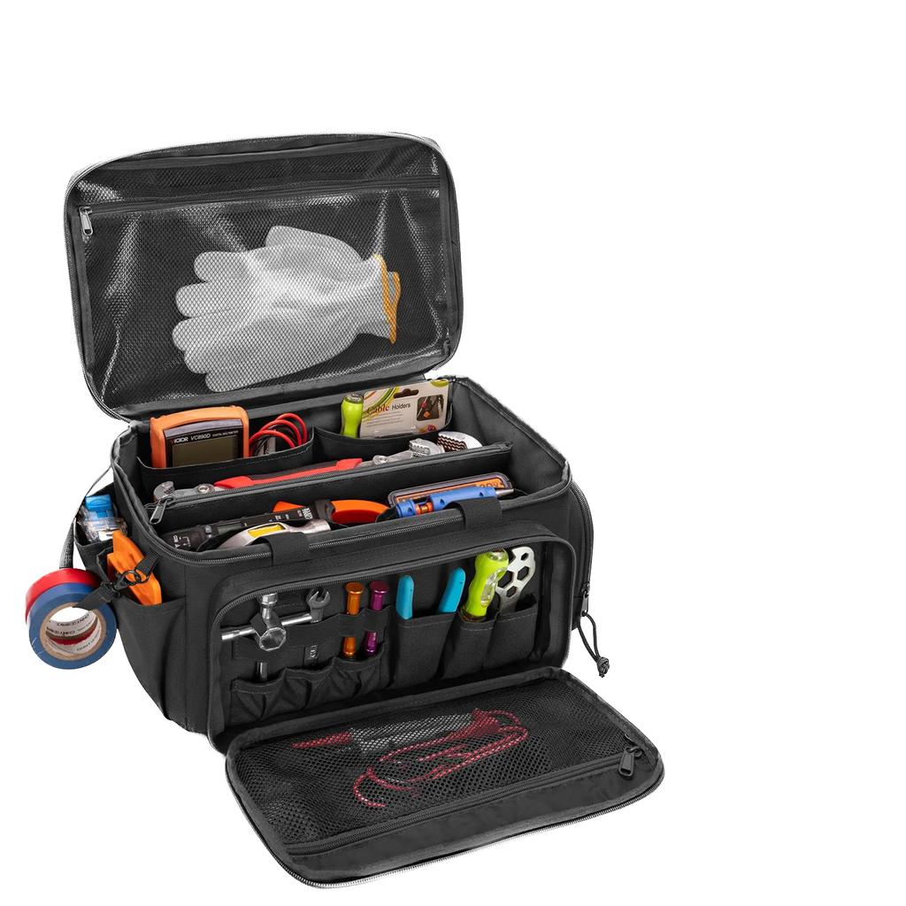 Bolsa de Ferramentas Tática Pesada 14" Base Antiderrapante Organizador Multiuso para Homens de Ofício Carpinteiros Armazenamento de Ferramentas Durável e Portátil