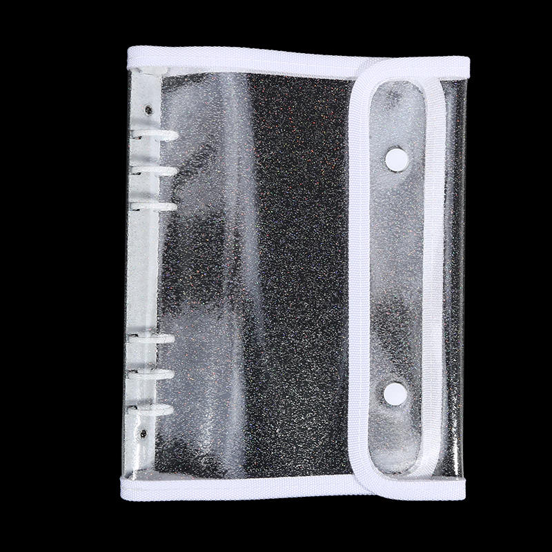 A5 PVC Binderhülle 6-Ring Doppel-Druckknopfverschluss Kantenumschlagenes Transparentes Design Notizbuch-Organizer zur Aufbewahrung von Papierdokumenten
