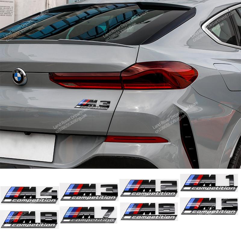 Emblema Premium BMW M Power para Porta-Malas Adesivo Logo Preto Brilhante Prata para M2 M3 M4 M5 M6 M8 Competition 13cm 10.5cm Decoração de Carro
