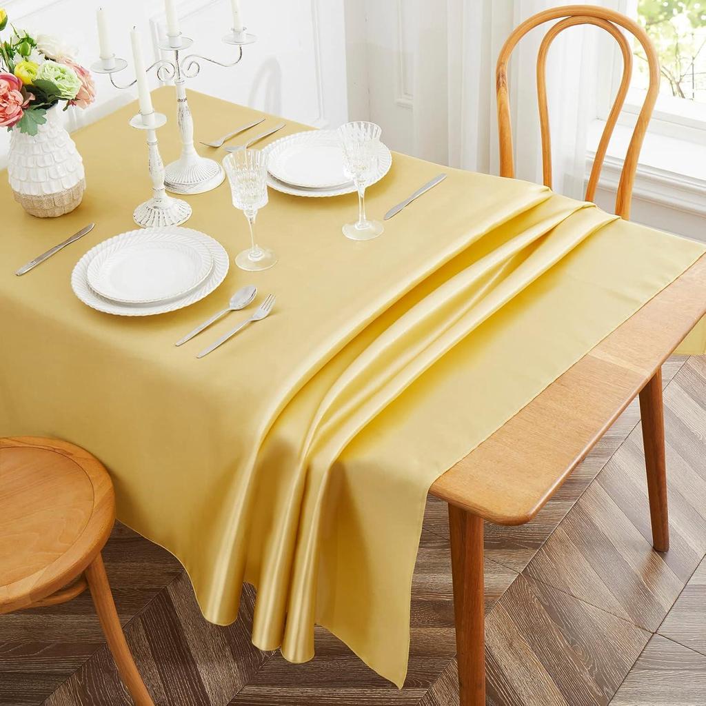 Table Cover Satin Tablecloth Soft Overlay Wedding Satin Large Bright Smooth Silk Rectangle Christmas Banquet Anniversary Dining Party Table Decor