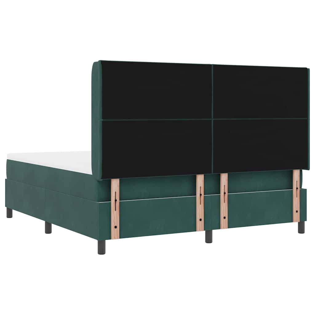 Boxspring Bed with LED Light Strips Dark Green 180 X 200 Cm Velvet