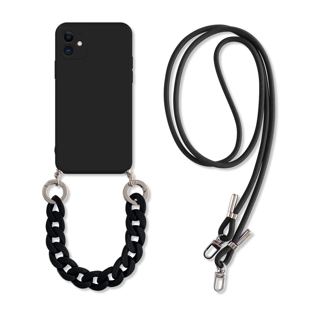 INS Crossbody Lanyard Necklace Marble Chain Silicone Case for Iphone 16 15 14 Plus 13 12 Mini 11 Pro XS Max XR X 8 7 Plus Cover