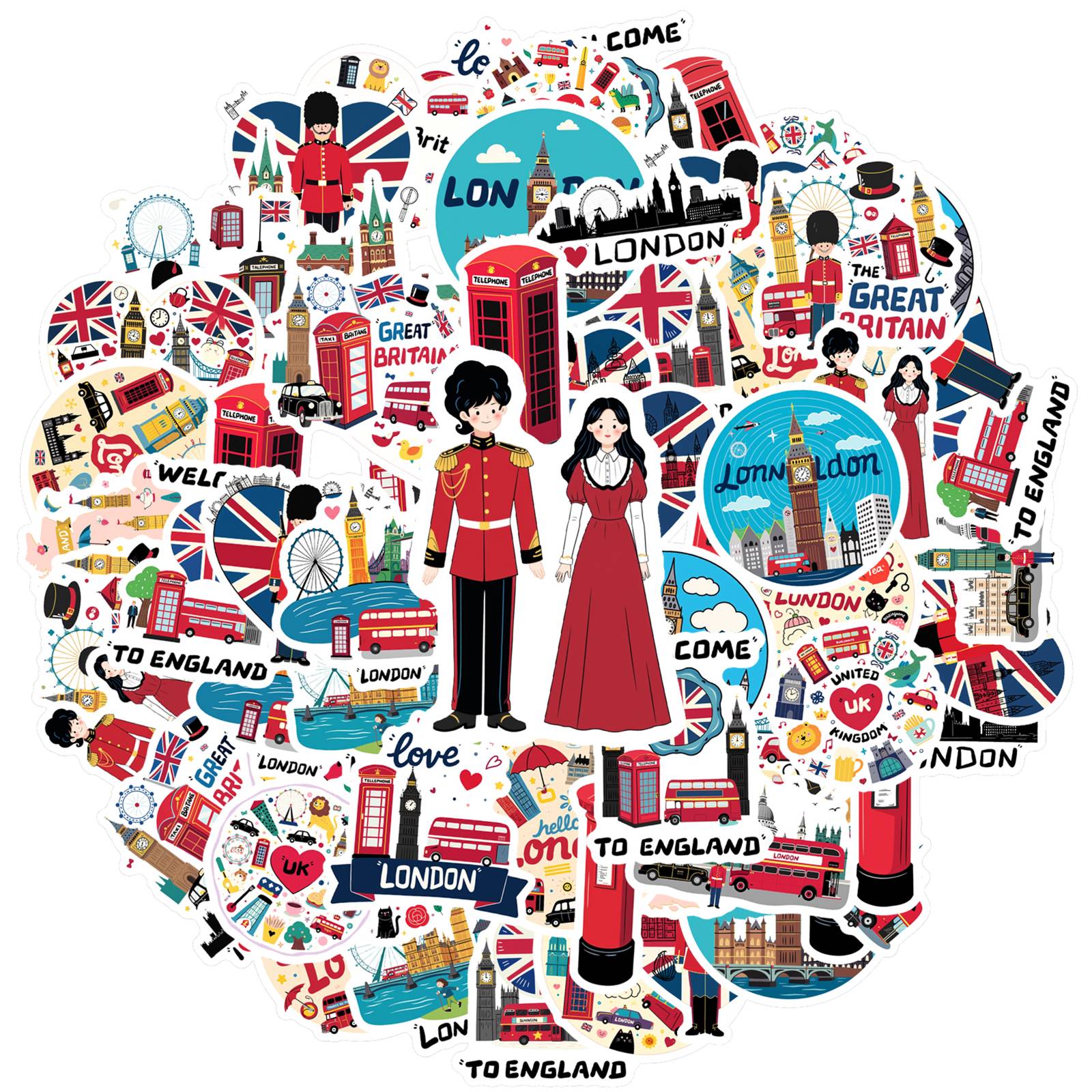 

35pcs-100pcs Playful Icons Stickers Colorful Travel London Stickers Stationery Stickers For Notebook Luggage Mobile Phone Cup