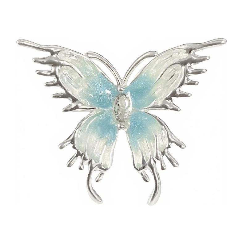 Small Fresh And Cool Butterfly Blue Enamel Dripping Oil Opening Ring Niche Light Luxury High-End Feeling Stacked Ring Woman