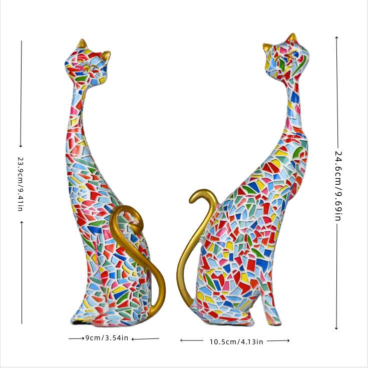 European creative abstract oil painting cat decoration festive gifts resin handicrafts bedroom desktop entrance cat ornament