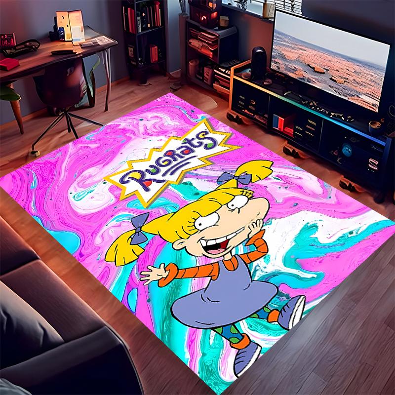 1pc Rugrats Print Area Rug - Soft,Washable Non-Slip Indoor Mat for Office Chairs,Living Room,Home Office Decorative Rug