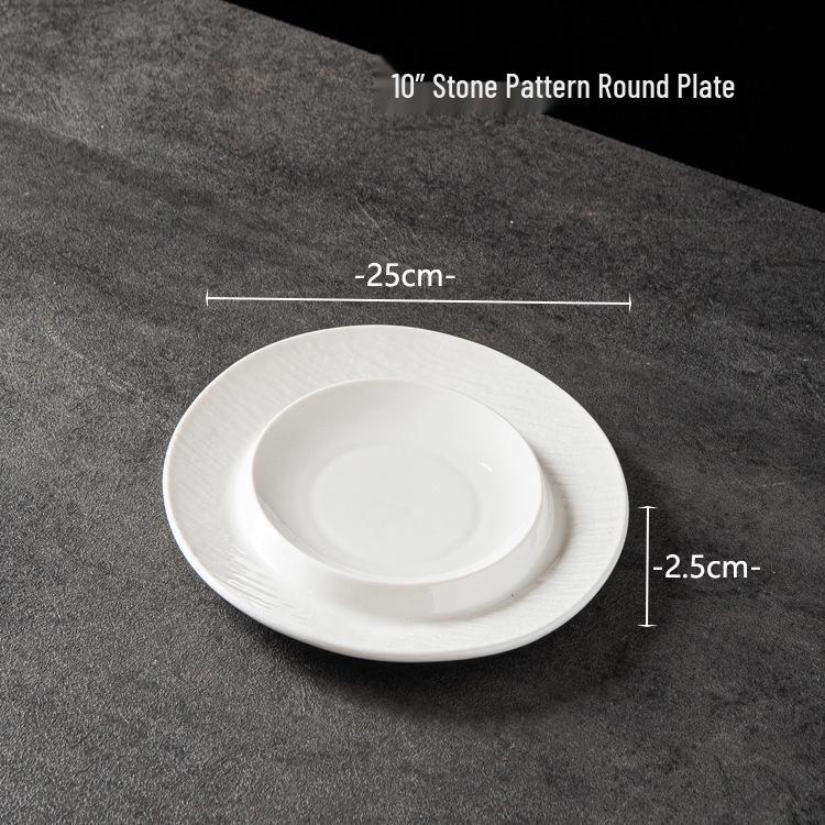European Ceramic Plate: Large Underglaze Color Stone Texture Soup Bowl, Microwave Safe for Restaurants and Hotels