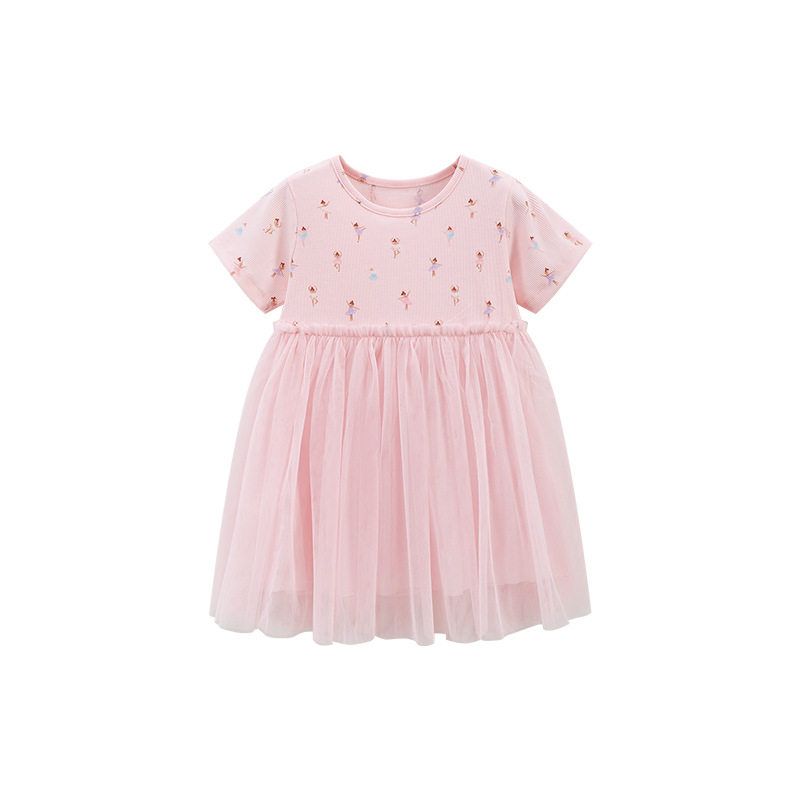 Little Maven European and American Style Mesh Girls  Skirt Summer New Short-Sleeved Princess Dress Kidsren s Dress S 1871 7Y (140cm)