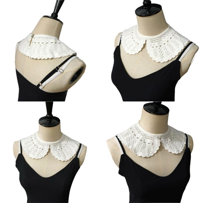 Besticktes Abnehmbares Strickkragen-Accessoire Elegante Spitzeneinfassung Elegantes Gestricktes Halsteil Für Kleider Hemd Jacken