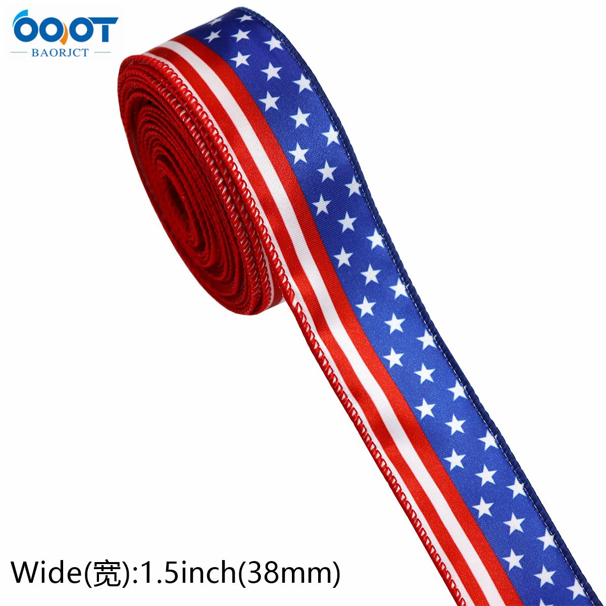Red White and Blue Ribbon Patriotic Star and Striped Wired Ribbon Royal Blue USA Ribbon DIY Crafts for 4th of July,Memorial Day