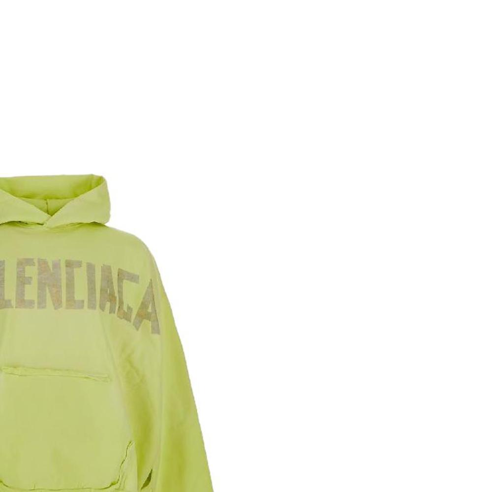 Balenciaga Tape Type Ripped Pocket Hoodie Oversized 'Fluo Yellow' Men's 744441TOVB17204