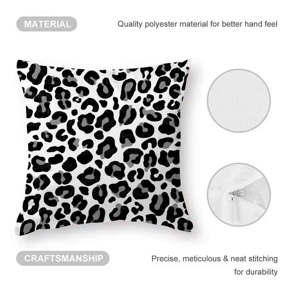 Leopard Print Cushion Cover Comfortable Reversible Pillow Cover Ideal For Car Sofa Bedroom & Beyond