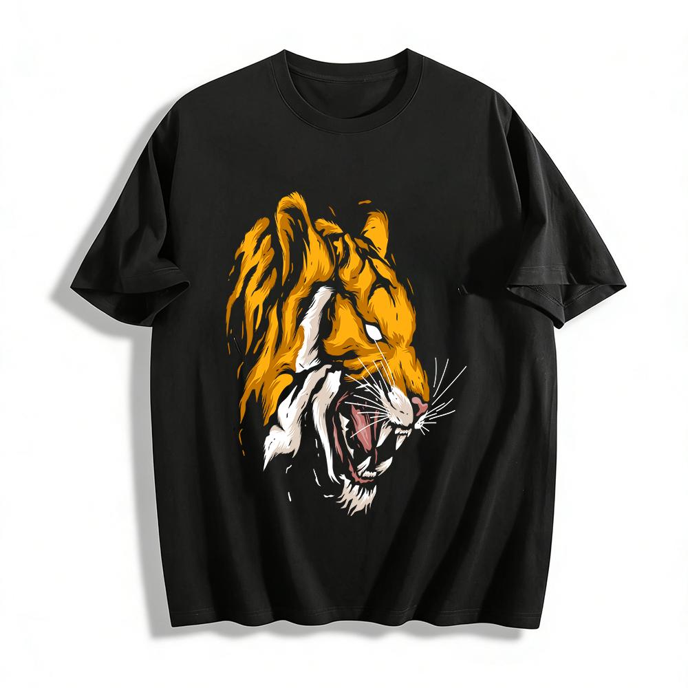 Abstract Tiger Print Casual Short Sleeve T-Shirt Pure cotton T-shirt XXS