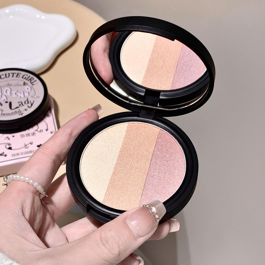 Three-color Blush SHAQINUO Matte Pearlescent Contouring and Long-lasting Powder Delicate Three-Color Rouge