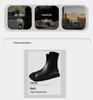 Men's Large Size High-Top Leather Boots: Fashionable Youth, Square Toe, Slip-On Chelsea Riding Boots (Sizes 45-47)