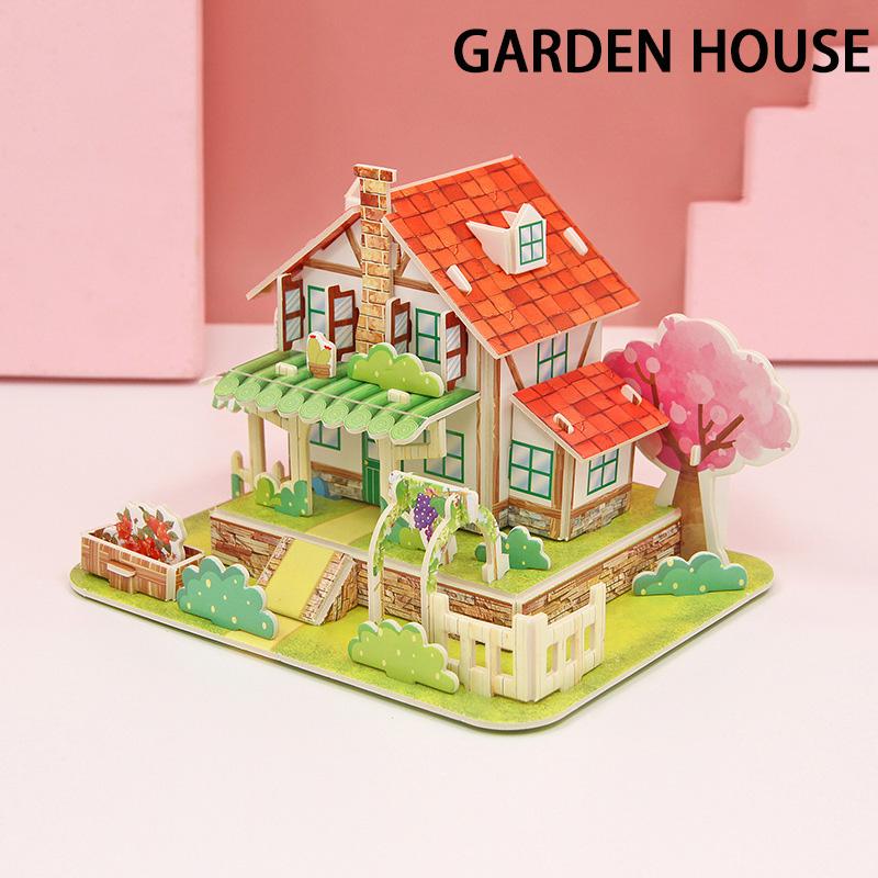 3D Paper Puzzle Montessori Miniature Houses Funny Carton Construction Models For Kids Handmade Educational Toys