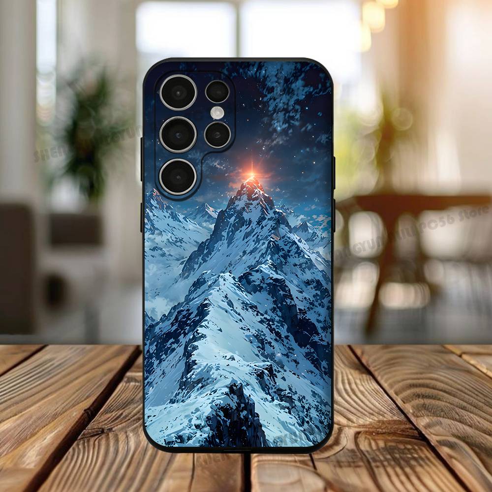 Snow Mountain Scenery Phone Silicone Case For Samsung S24,22,20,23,21,20 Ultra Plus Lite 5G Print Silicone Cover