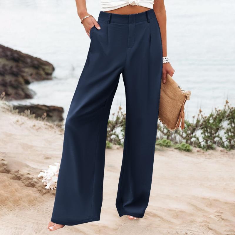 High-waisted Trousers Women's Straight-leg Trousers Solid Color Casual Trousers Professional Office Trousers for Women