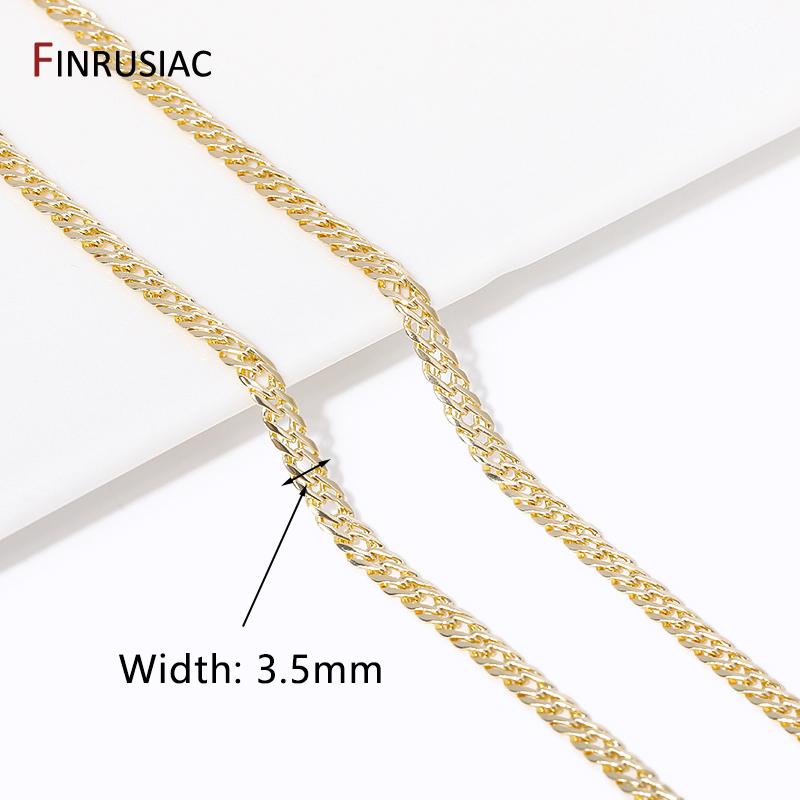 

3.5mm/5mm 14K Gold Plated Cuban Link Chains For Jewelry Making, DIY Bracelet Necklace Chains Jewelry Supplies Accessories Length 0.5 meter