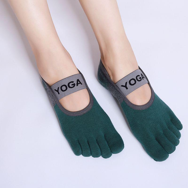 

Five Finger Yoga Socks Fitness Breathable Pilates Indoor Professional Non Slip Aerial Dance Silicone Cotton Sock Fall and Winter New Green spell dark gray five-finger socks