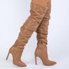 Women Pointed Toe Side Zipper High Heel Boots Stylish Over The Knee Long Boots for Daily Office Nightclub Party Banquet Catwalk