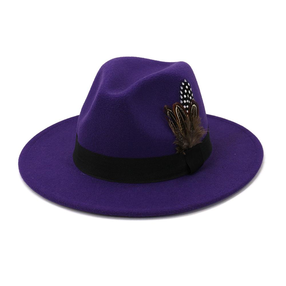 Gelbe Feder Fedoras Herren Fedora Hut Herren Panama Oberkappe Unisex Hut Militärfarbe Fedoras Hut mit breiter Krempe Kirchenhut Partyhut