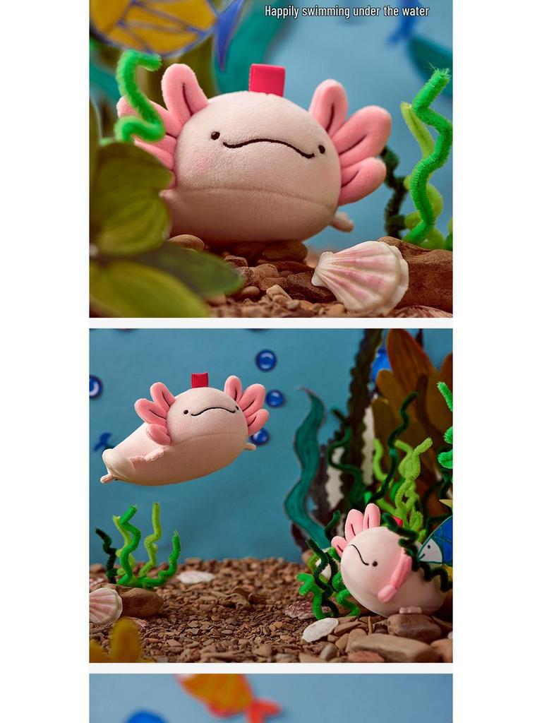 National Geographic Axolotl Salamander Plush Doll Earphone Storage Bag Backpack Pendant