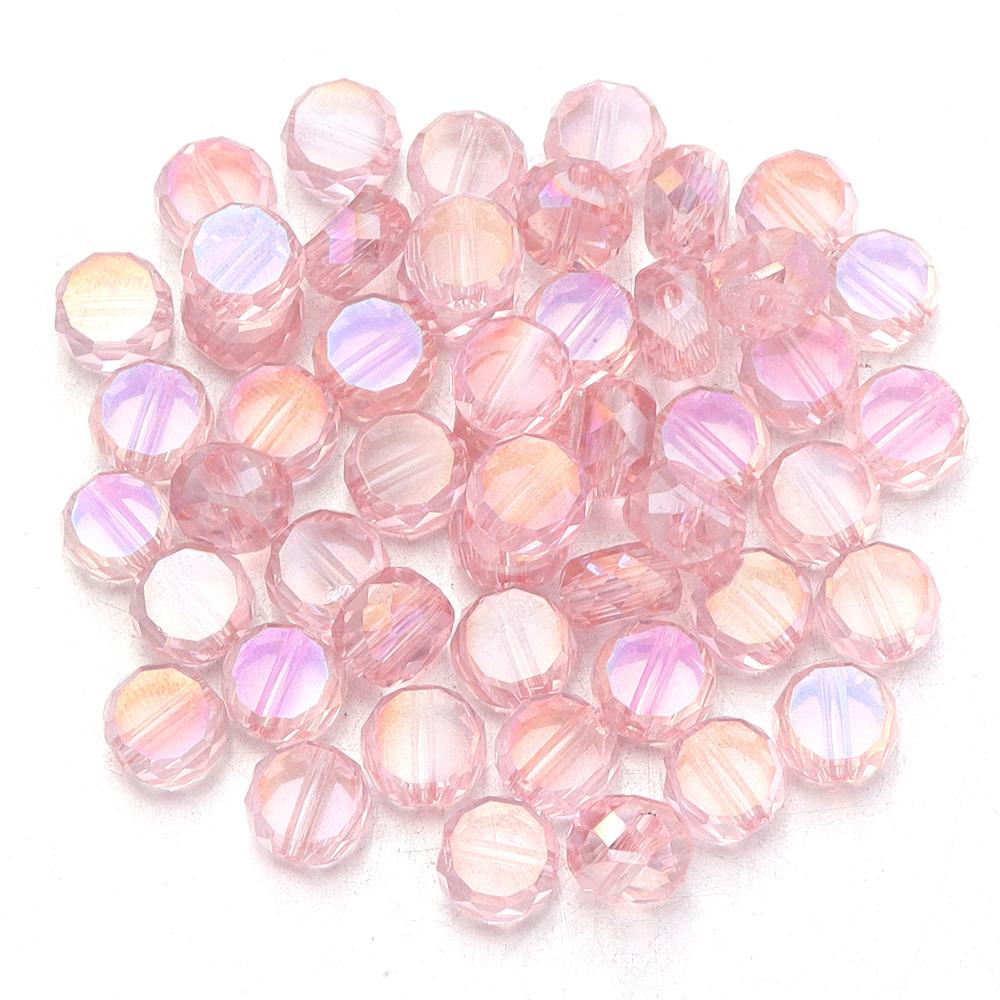 30Pcs Flat Round Faceted Crystal Beads Colorful Glass Beads Loose Spacer Beads For Jewelry Making DIY Bracelet Necklace Crafts