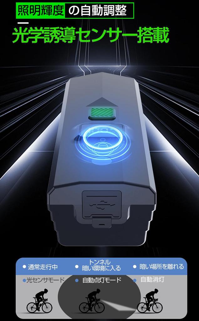 2024 Digitální energetický senzor Kolo Vysoký jas 2700 Automatické zapnutí Vysoká kapacita LED Široký 5 USB IP65 Snadný Kompaktní pro krosová a silniční kola Světlo, Lumeny,