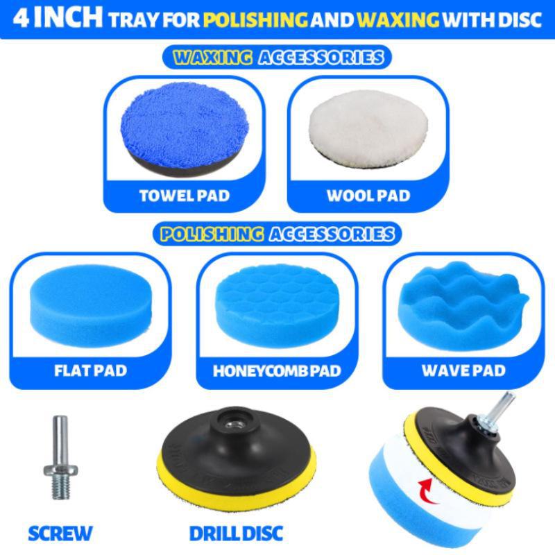 Electric Car Cleaning Brush Set for Detailing Interior, Polishing, Waxing, Engine & Tire - 6 Brush Heads