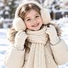 Elastic Woolen Neck Scarf Cold Proof Knitted Scarf Fashion Kids Earmuffs Scarf Gloves Set  Daily