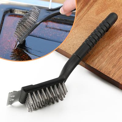 Stainless Steel Barbecue Brush,Grill Cleaning Wire Brush with Scraper,Extra Strong BBQ Cleaner Accessories for Outdoor Camping