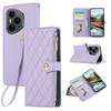 For Honor 400 Pro 5G (Global) Case Multi Card Slots Zipper Rhombus Leather Phone Cover with Wrist Strap