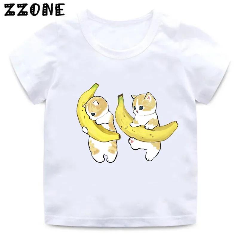 Cute Cat Drawing Print Kids Cartoon Funny TShirts Harajuku Casual Kawaii Baby Boys Summer T Shirt Children Tops Girls Clothes