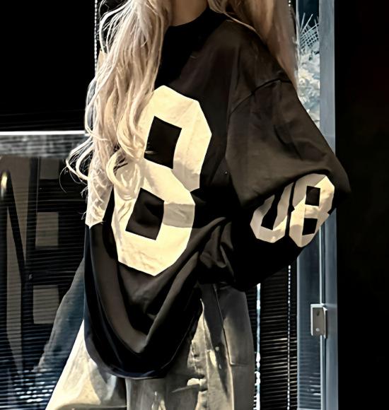 Snowflake Cotton American Style No. 08 Women's Long Sleeve T-shirt - Trendy Autumn/Spring High Street Loose Fit