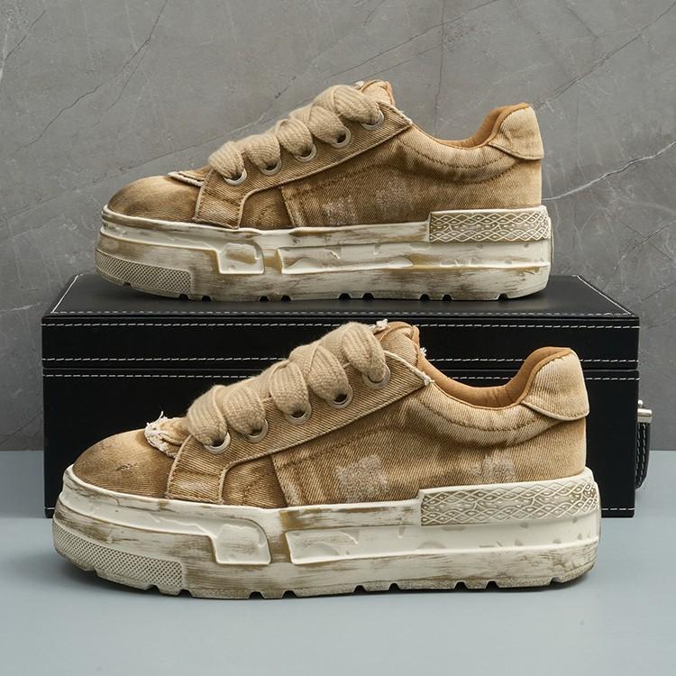 Retro Denim Design Fashion Trend Sports Casual Shoes for Men Spring New Comfortable Thick Soled Versatile Chunky sneakers