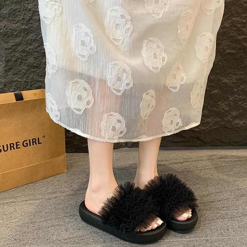 Fashion 2025 New Women's Plush Slippers Fashion Fluffy Light Flip Flops Home Open Toes Living Room Shoes Fashion Sexy Slides