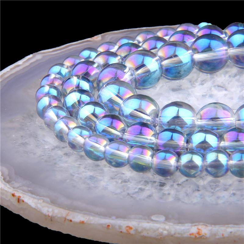 6/8/10/12 MM Crystal Beads AB Polished Austria Crystal Glitter Moonstone Round loose Beads For Jewelry Making round spacer beads 6mm(approx 62pcs)