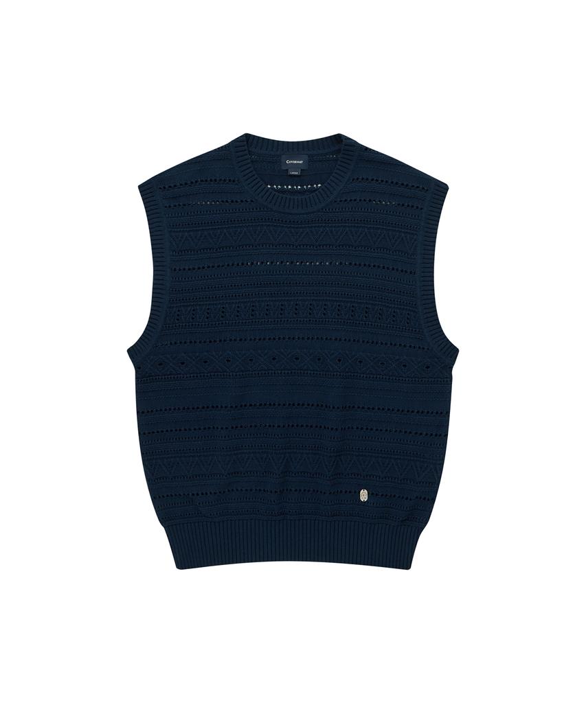 COVERNAT Curly Knit Vest Dark Navy