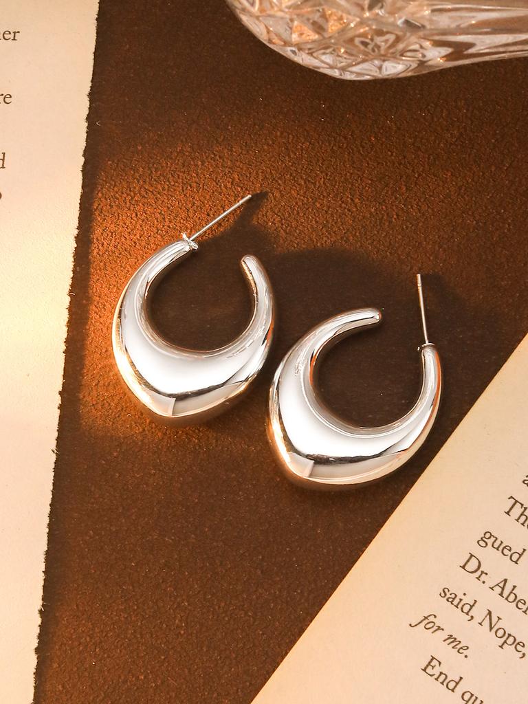 Classic Trendy Gold Color Irregular Acrylic C-shaped Pentagon Flower Stud Earrings for Women Korean Charm Jewelry Accessory Gift